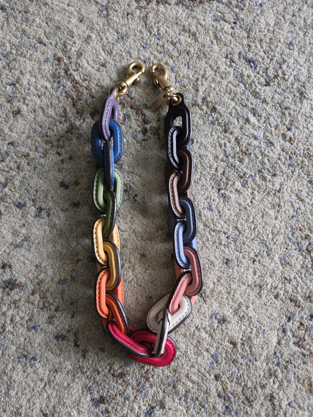 Coach Leather Covered Rainbow Chain Link Short Strap